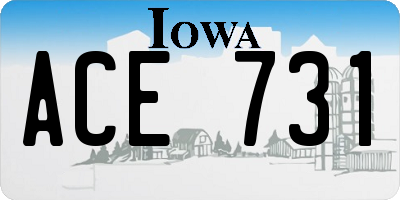 IA license plate ACE731