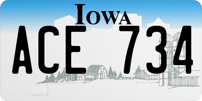 IA license plate ACE734