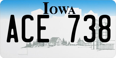 IA license plate ACE738