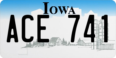 IA license plate ACE741