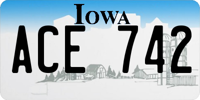 IA license plate ACE742