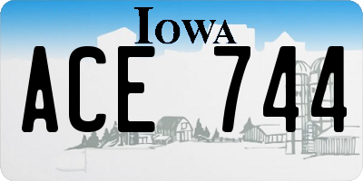 IA license plate ACE744
