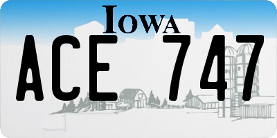 IA license plate ACE747