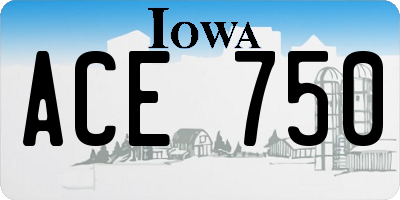 IA license plate ACE750