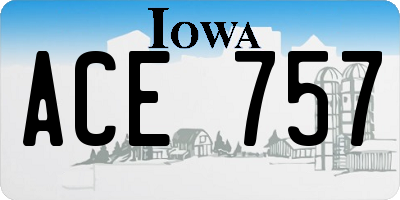 IA license plate ACE757