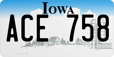 IA license plate ACE758