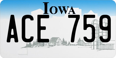 IA license plate ACE759