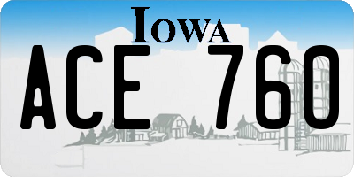 IA license plate ACE760