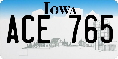 IA license plate ACE765
