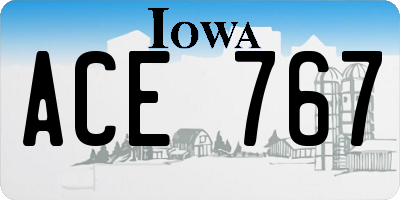 IA license plate ACE767