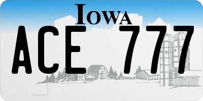 IA license plate ACE777