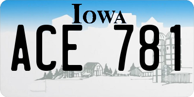 IA license plate ACE781