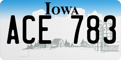 IA license plate ACE783