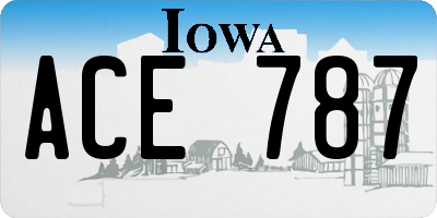 IA license plate ACE787