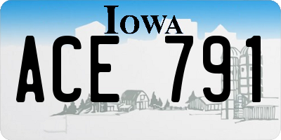 IA license plate ACE791
