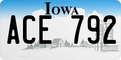 IA license plate ACE792