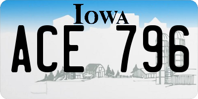 IA license plate ACE796