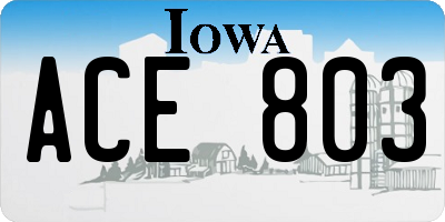 IA license plate ACE803