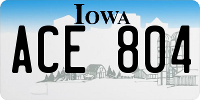 IA license plate ACE804