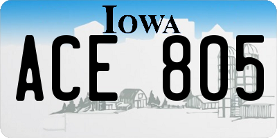 IA license plate ACE805