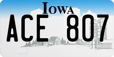 IA license plate ACE807