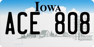 IA license plate ACE808