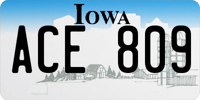 IA license plate ACE809