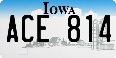 IA license plate ACE814