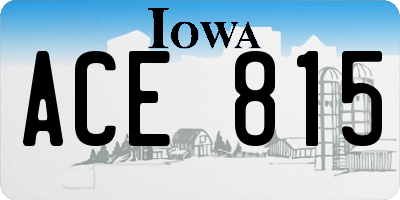 IA license plate ACE815