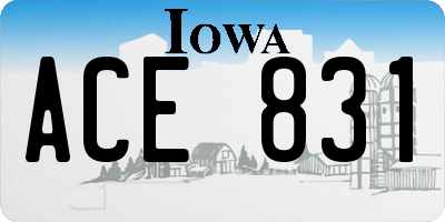 IA license plate ACE831