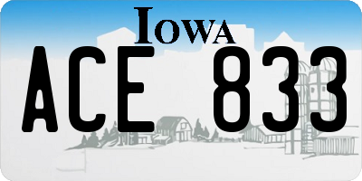 IA license plate ACE833