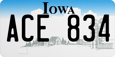 IA license plate ACE834