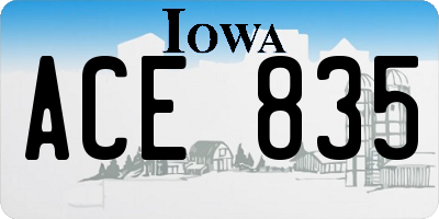 IA license plate ACE835
