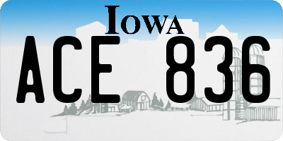 IA license plate ACE836
