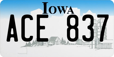 IA license plate ACE837