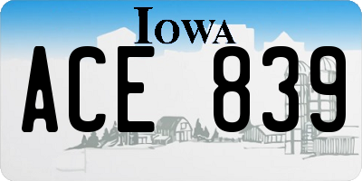 IA license plate ACE839