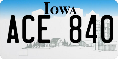 IA license plate ACE840