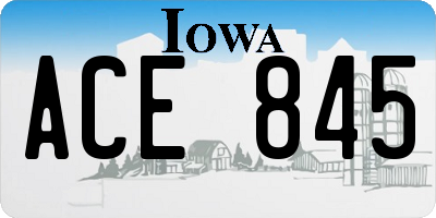 IA license plate ACE845