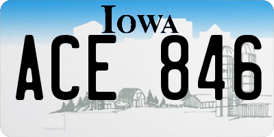 IA license plate ACE846