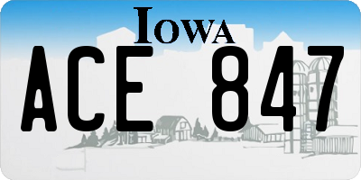 IA license plate ACE847