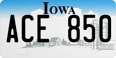IA license plate ACE850