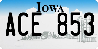 IA license plate ACE853