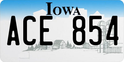 IA license plate ACE854