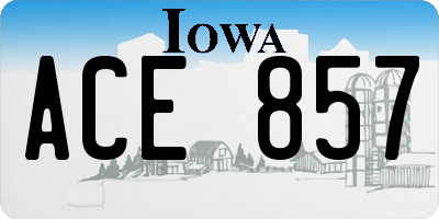 IA license plate ACE857