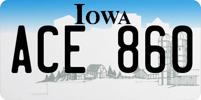 IA license plate ACE860