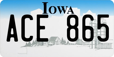 IA license plate ACE865