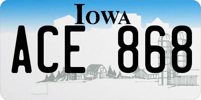 IA license plate ACE868