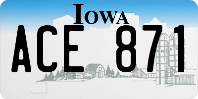 IA license plate ACE871