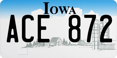 IA license plate ACE872