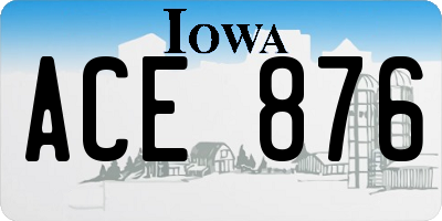 IA license plate ACE876